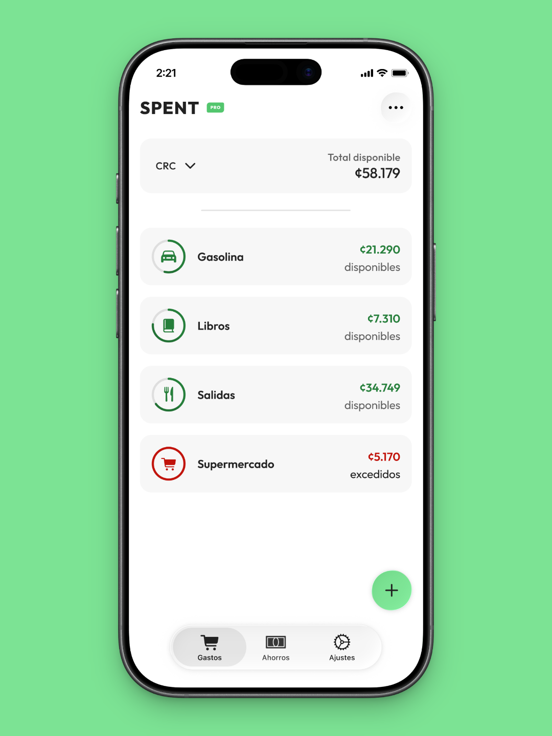 Spent App Mockup